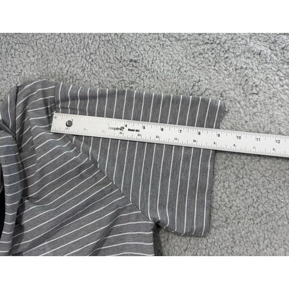 Lululemon Evolution Mens M/L Gray Striped Short Sleeve Polo Shirt - Picture 10 of 10